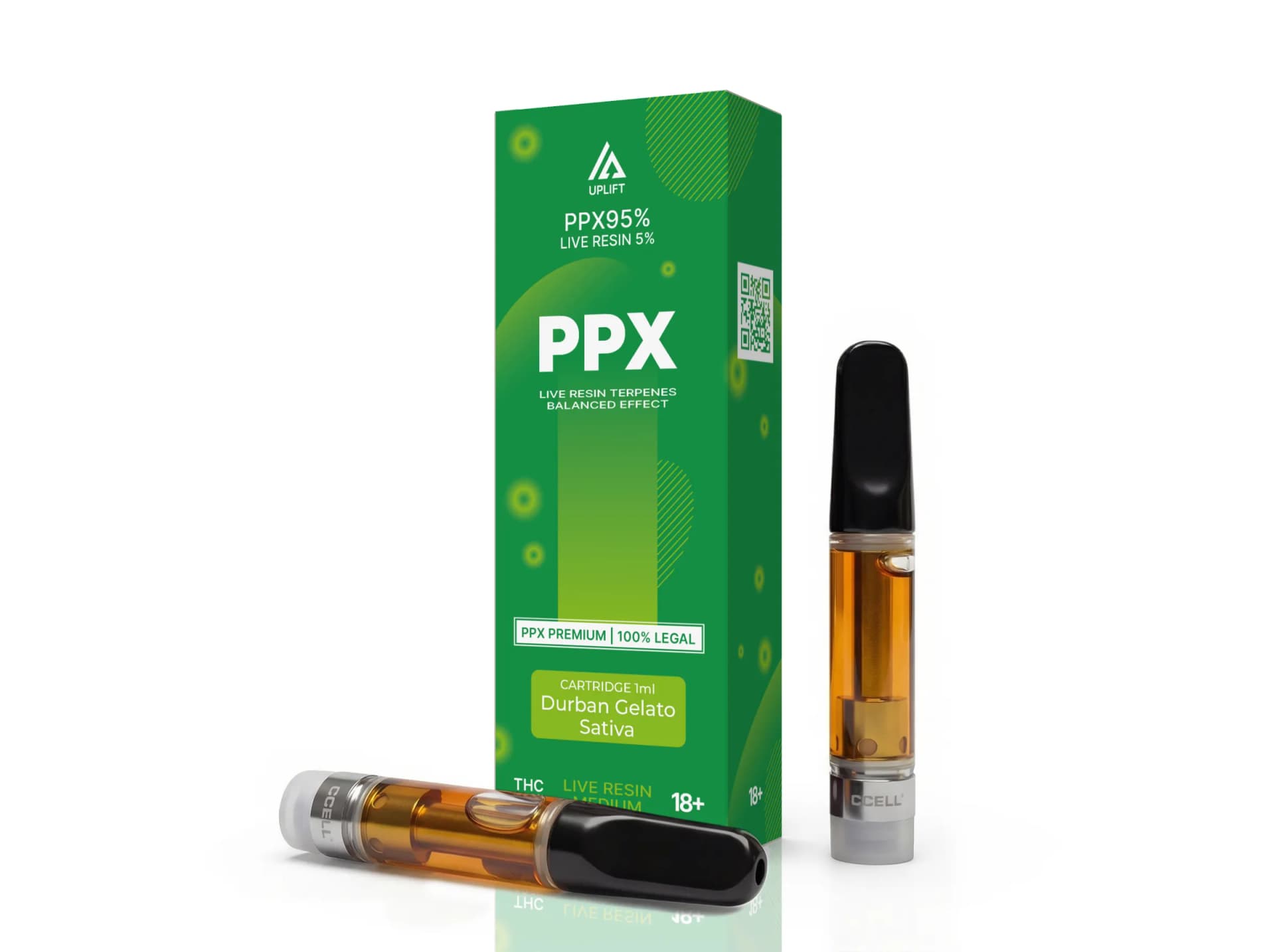 Картридж UPLIFT SATIVA PPX LIGHT — PPX 95% & Live Resin 5% DURBAN GELATO